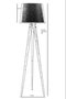 Opviq Lámpara de Pie Tripod Ceviz con Pantalla de Tela Negra y Nogal